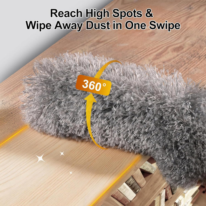 Microfiber Feather Duster 5-in-1 Kit, Dusters for Cleaning, Duster with Extension Pole 100 Inches, Cobweb Duster, Microfiber Dusters for High Ceilings and Fans, Blinds, Cars and Furniture