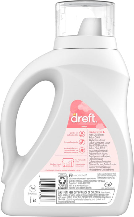 Baby Liquid Laundry Detergent, Gentle on Sensitive Skin Laundry Soap, 42 fl oz, 32 Loads, Pack of 2 (Packaging May Vary)