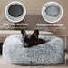 Dog & Cat Bed for Indoor Cats, 20in Calming Donut Bed (Light Grey)