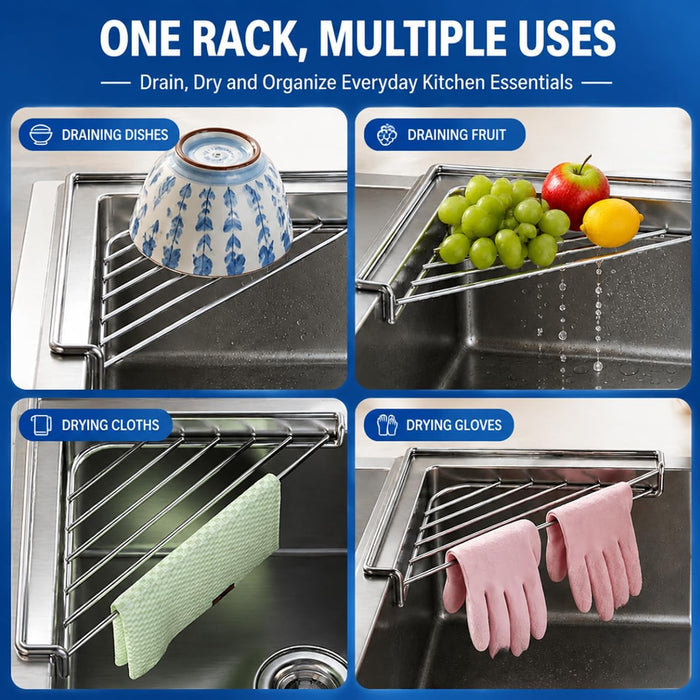 Stainless Steel Corner Sink Shelf with Triangular Open Wire Rack(2, Silver)