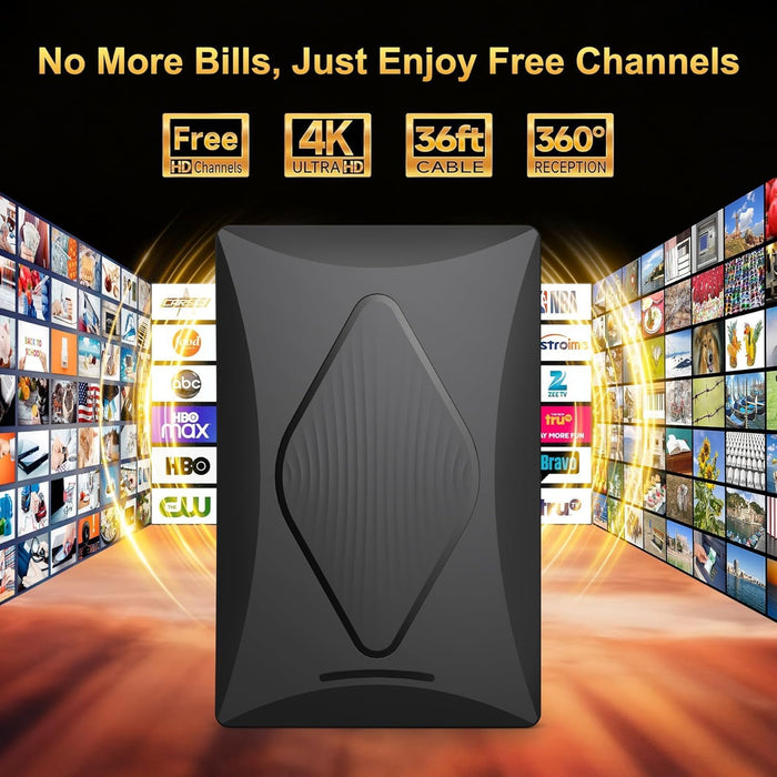 2026 Indoor Dash Skyline for Smart and Pitch, 6000 Miles Maximum HD Antenna Indoor Ourdoor Support 4K 1080P VHF UHF, 360 Distance Transmission Transmission Signal Amplifier (TV006)