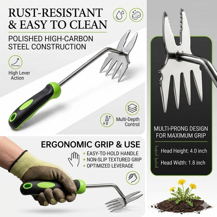 2-in-1 Hand Weeder Puller, Heavy Duty Stainless Steel Garden Tool