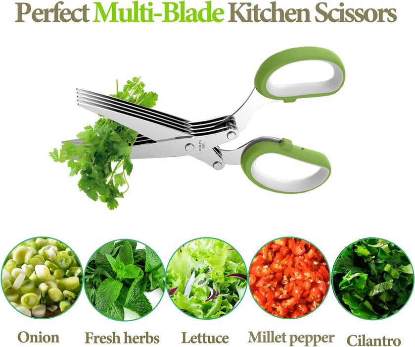 2026 Upgraded Herb Scissors, 5-Blade Kitchen Herb Shears