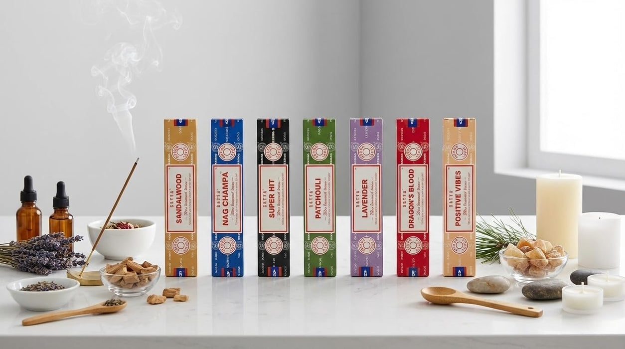 Incense Gift Set Nag Champa, Super hit, Dragon's Blood, Sandalwood, Patchouli, Lavender, Positive Vibes, 15 g
