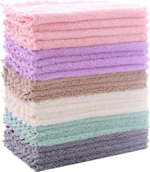 24 Pack Kitchen Dishcloths - Does Not Shed Fluff - Reusable Dish Towels, Dish cloths, Super Absorbent Coral Fleece Clean