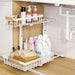 Under Sink Organizer, Adjustable Height, 2 Tier Pull Out Under Cabinet Organizer, Slide Out Thickened Metal Under Sink Storage for Kitchen Bathroom Laundry Pantry Cabinet, White, Large-2-Pack
