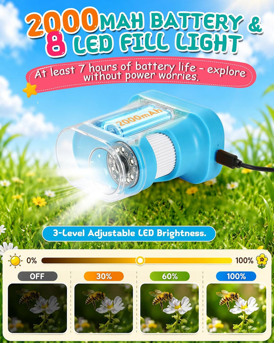 1000X Kids Handheld Digital Microscope, 32GB SD Card, 2.4" IPS Screen