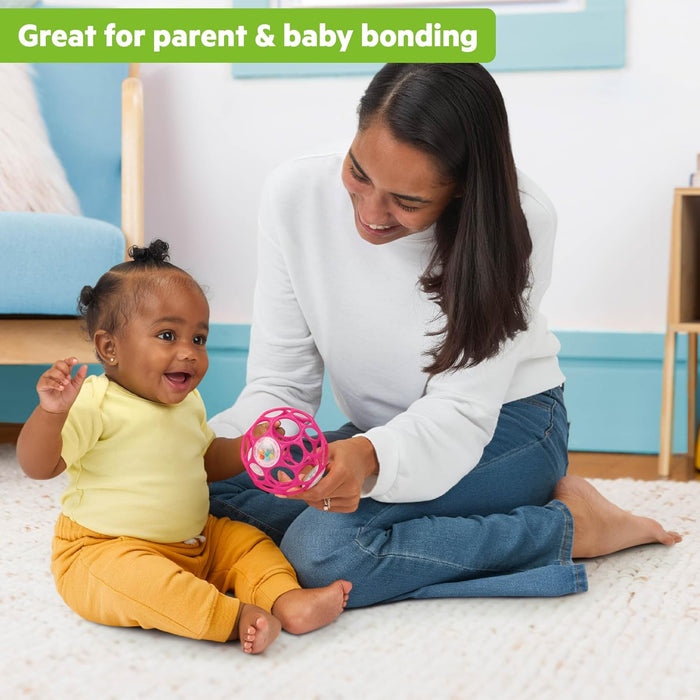 Oball Easy-Grasp Baby Rattle Ball, Pink, Ages Newborn and Up, 4 Inches