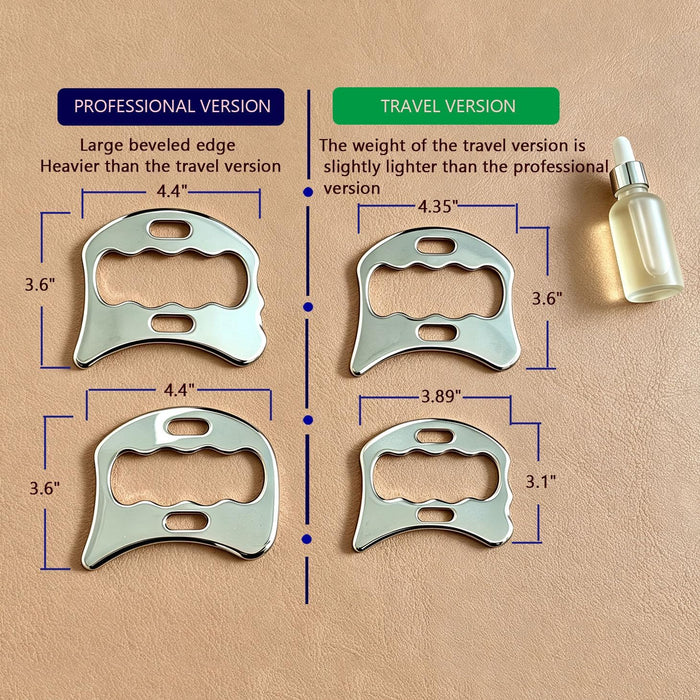 2 in 1 Travel Set, Stainless Steel Muscle Scraper Tools Set Physical Therapy & Deep Tissue Massage Tool (4-SD)
