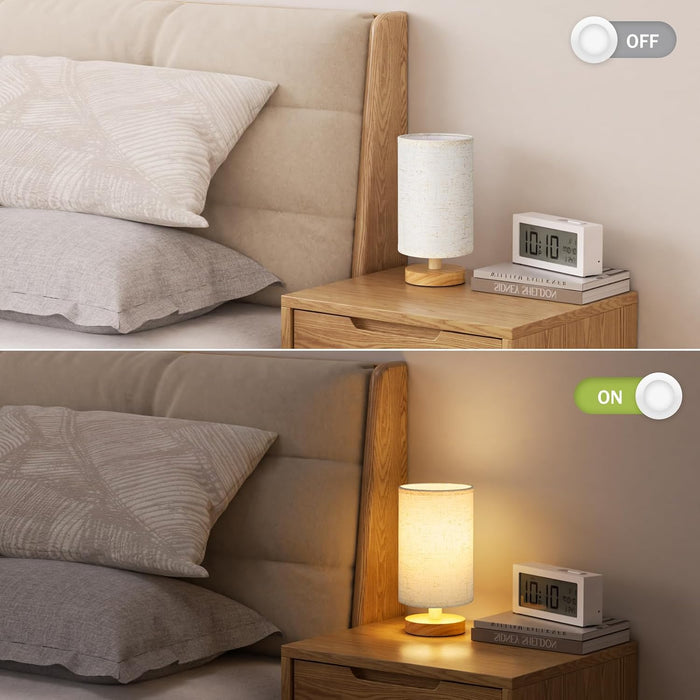 8.5" Small Table Lamp for Bedroom - Inline Switch Bedside Lamp