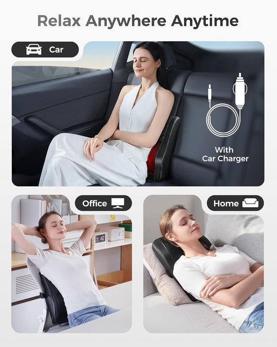 Back Massager with Heat, 3D Kneading Massage Pillow for Back, Neck, Shoulder, Leg Pain Relief Deep Tissue, Gifts for Women Men Mom Dad