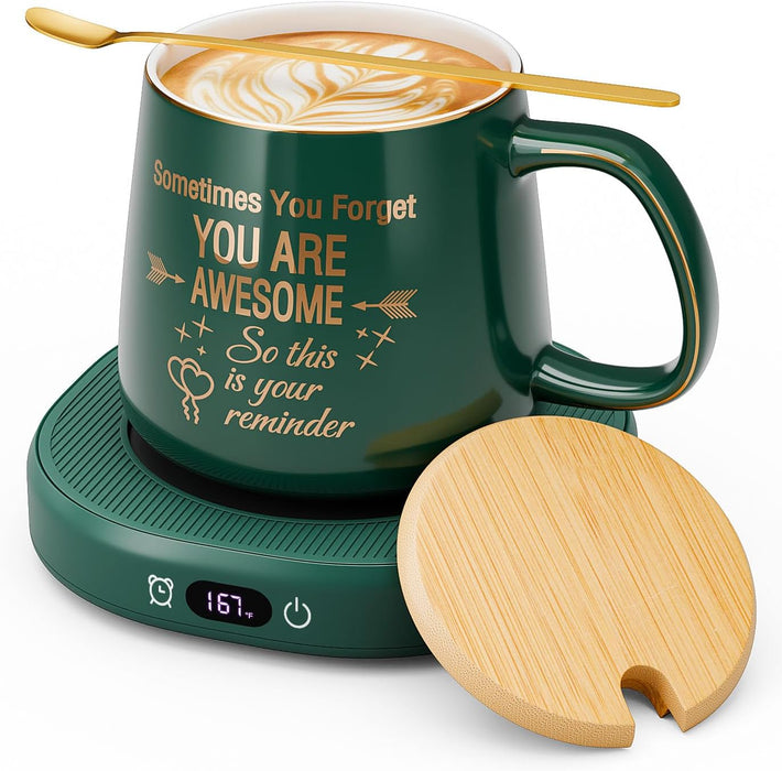 Coffee Mug Warmer & You are Awesome Mug Set, Electric Cup Warmer for Desk
