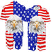 Men'S Fashion 2-Piece Matching Shortsleeve Collared Neck Tropical Set - Casual Stylish Flag Pattern Shirt & Bottoms, Loose Fit, plus Size Hawaiian Patriotic Streetwear for 4Th of July