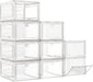 Large Thick Clear Shoe Organizer, Magnetic Door Stackable Shoe Storage Box