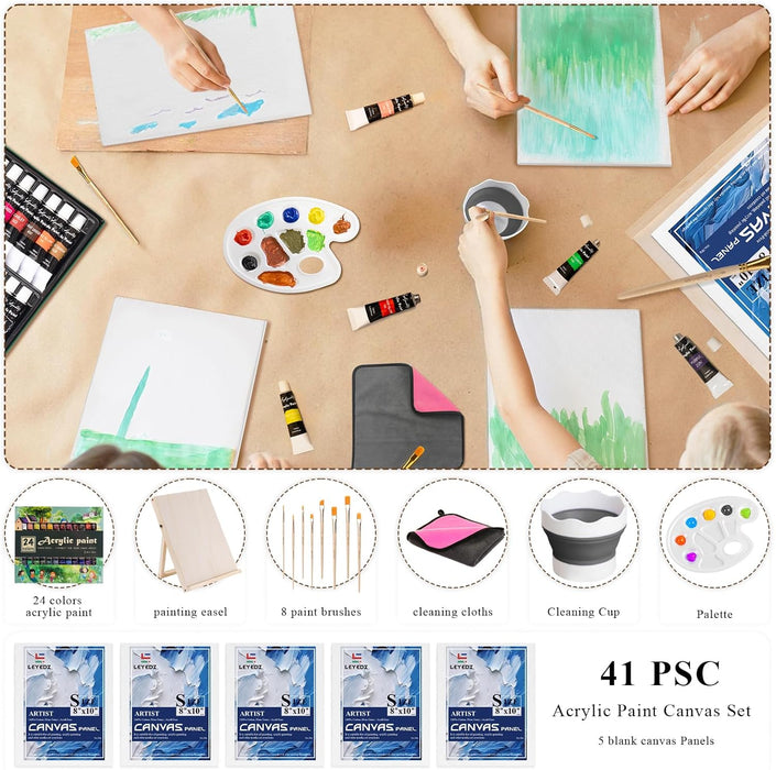 Acrylic Paint Set for Kids & Adults,Art Supplies Kit with Canvas
