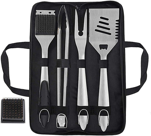 8PCS BBQ Grill Tools Set with Extra Thick Stainless Steel Spatula, Fork, Tongs & Cleaning Brush - Complete Barbecue Acce