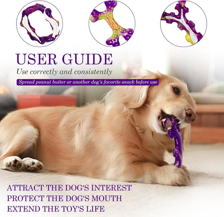 Tough Dog Toys for Aggressive Chewers 3 Pack, Indestructible Dog Toys for Large Dogs, Dog Chew Toys, Aggressive Chew Toys to Keep Them Busy, Dog Toy for 30-75lbs Medium/Large Breeds