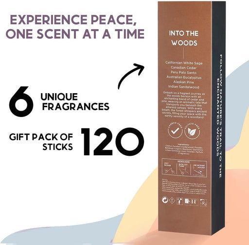 Premium Incense Sticks Sandalwood, Palo Santo, Pack of 6-120