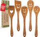 MFC Smiley Face Wooden Spoons for Cooking - 5 Pc Funny Kitchen Gift Set