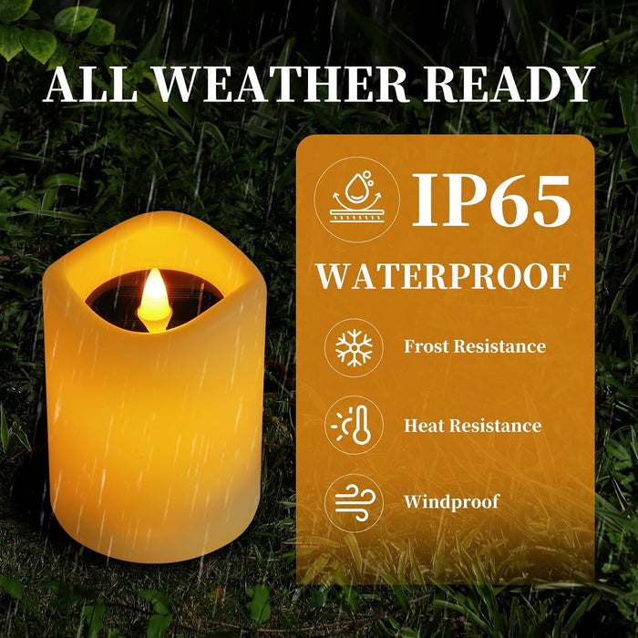 Solar Candles Outdoor, 2 Pack Flameless Candles for Lanterns, 3" x 4"