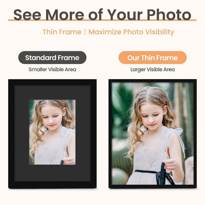 5x7 Picture Frame Glass, Thin Border, Black Photo Frames, 3 Pack