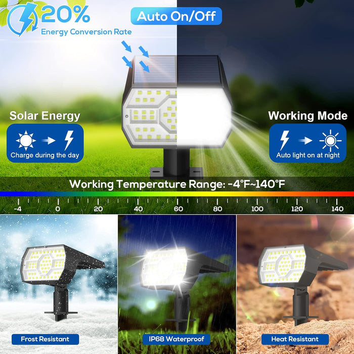 Solar Lights Outdoor Waterproof - 6 Pack (Cool White)