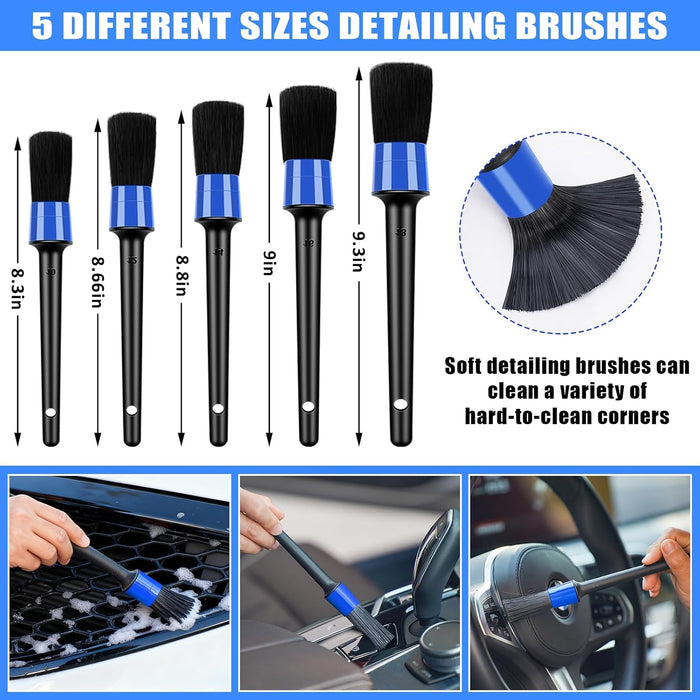 Car Cleaning Kit, Car Vacuum Interior Detailing Cleaner Kit with High Power Handheld Vacuum, Brush Set, Windshield Tool,