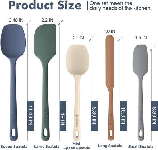 5 Pieces Silicone Spatulas Set, Heat Resistant Rubber Spatula