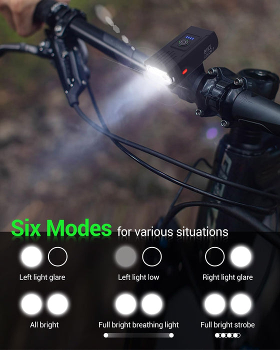 Bike Light, High Lumens Super Bright Bicycle Lite, 6+4 Modes USB Rechargeable Bike Headlight & Taillight Set, Waterproof