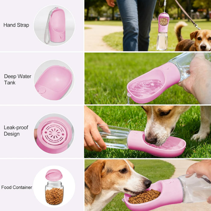 2-in-1 Portable Dog Water Bottle and Food Container