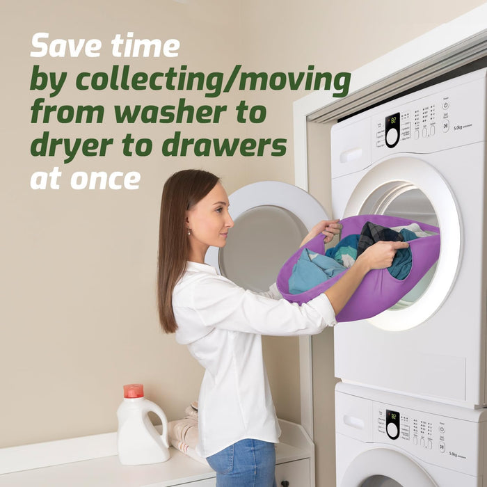 Collapsible Laundry Basket for Washer & Dryer (Lavender, Large)