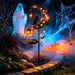 Solar Halloween Black Cat & Pumpkin Moon Garden Stake Light