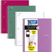 Spiral Notebook + Study App, 100 Sheets, 1 Subject, College Ruled Paper, Fights Ink Bleed, Water Resistant Cover, 820337-ECM, Purple, Pink, White & Green, 8-1/2" x 11", 4 Pack