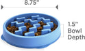 Fun Feeder Slo Bowl – Medium 2‑Cup Capacity, Slow Feeding, Small to Medium Dogs & Cats, Non-Slip, Blue, Notch Pattern