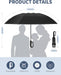 Inverted Umbrella with Carabiner Handle, Windproof UV Sun & Rain