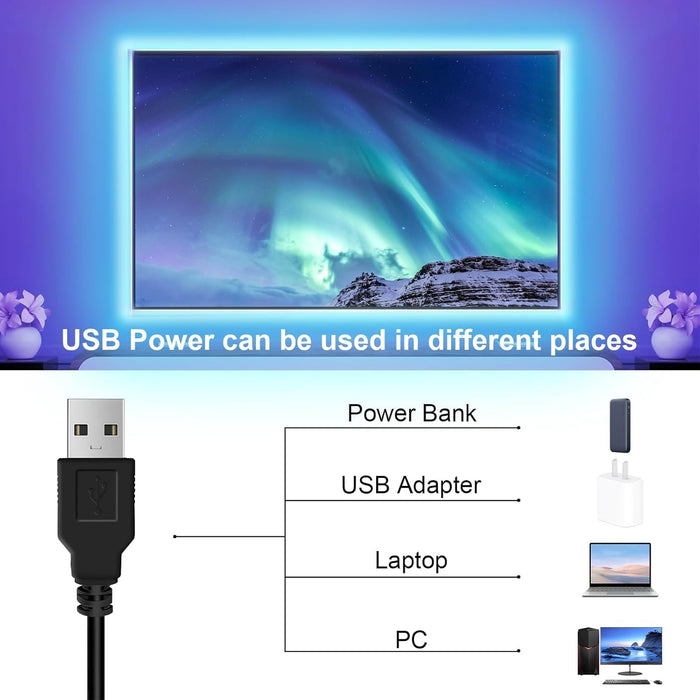 LED Lights for TV 16.4ft LED Light for 45-75 Inch TVs RGB Lights Backlight Behind Music Sync Bluetooth APP and Remote Control TV LEDs Strip USB Powered for Bedroom/Gaming