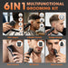 Beard Trimmer for Men - 6 in 1 Hair Clipper & Grooming Kit, Cordless Rechargeable with LED Display, IPX6 Waterproof, Nos