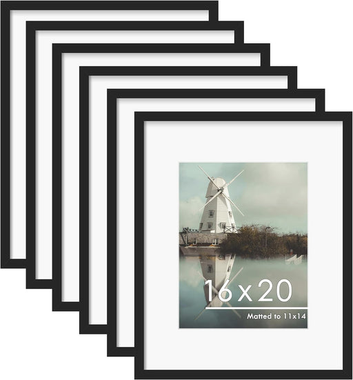 16x20 Picture Frame Set of 6, Wall Mounting Display, Black