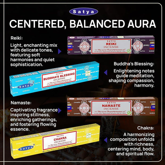 Set of 12 Nag Champa Namaste Positive Vibes Tantra Buddha Blessing Aura Cleansing Chakra Pyramids Reiki Karma Spiritual Healing Traditional Ayurveda