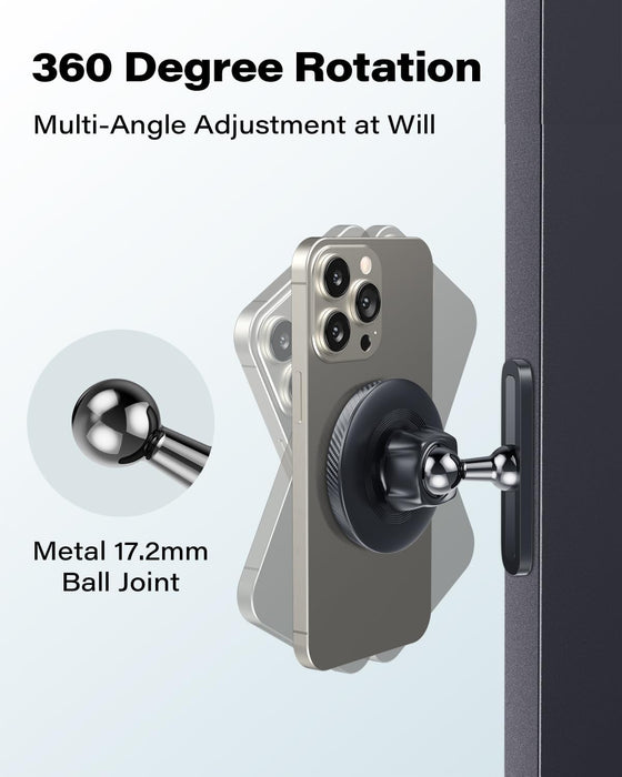 Gym Magnetic Phone Holder, Aluminum Alloy Base & Ball Joint, Black
