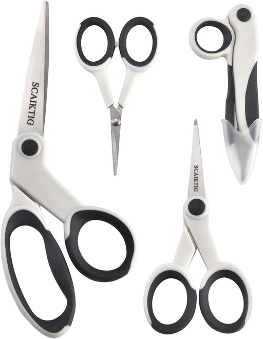 Premium Sewing Scissors Bundle, 8" Heavy Duty Fabric, 5" Embroidery, 4" Small Detail Scissors, 5" Thread Snips, Tailorin