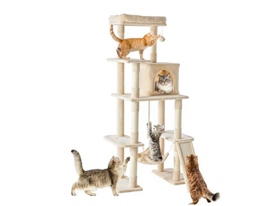 63-Inch Multi-Level Cat Tree with Hammock