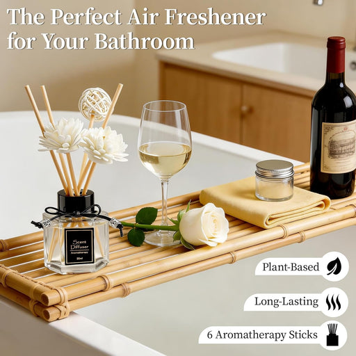 2PCS Lavender Reed Diffuser Set 1.7 fl oz with 6 Scent Sticks, Calming Essential Oil Diffuser Sticks for Home, Relaxing 