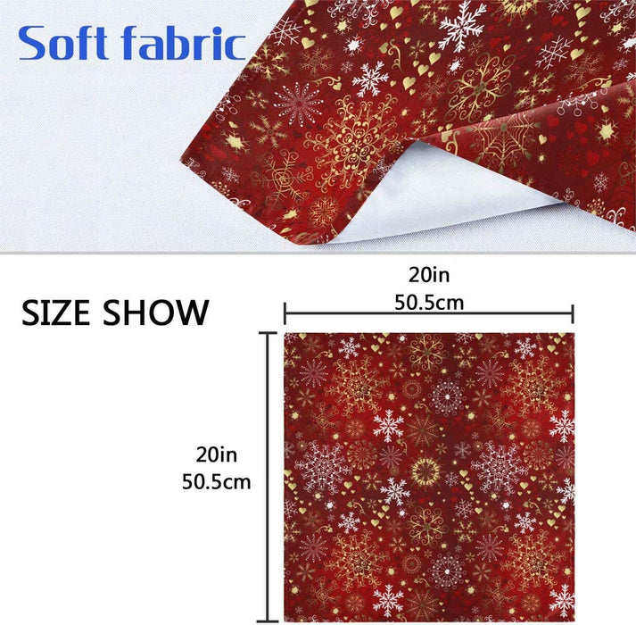 Pfrewn Christmas Snowflake Red Cloth Napkins Set of 6 Xmas Snowman Winter Dinner Napkins Solid Washable Reusable Polyester Table Napkins Oversized 20"X20" with Hemmed Edges for Home Weeding Decoration