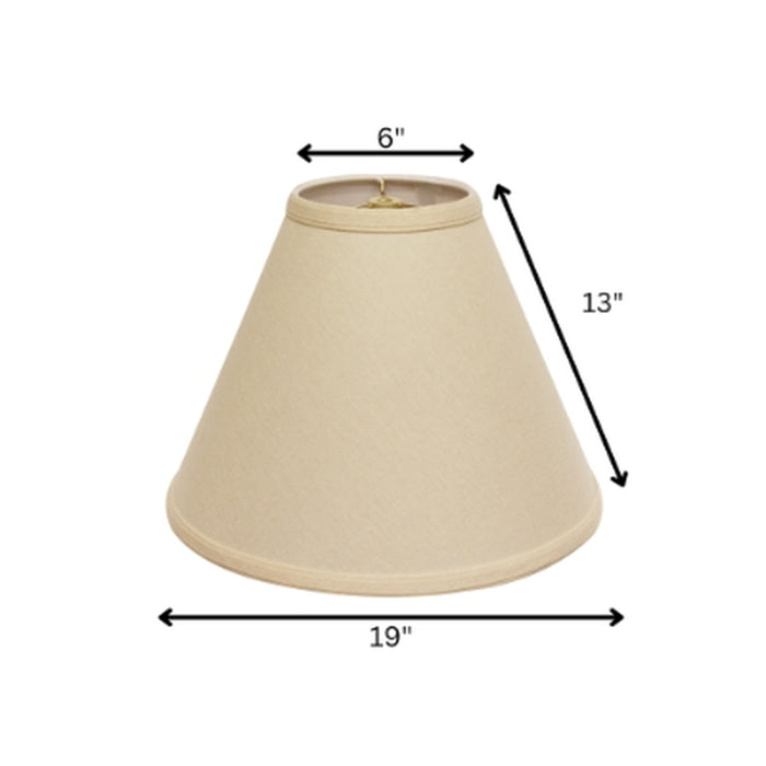 Deep Cone Hardback Lampshade with Washer Fitter, Beige Color Fabric Lampshade for Table Lamps, Natural Linen, 6Top X 19 Bottom X 13 Height