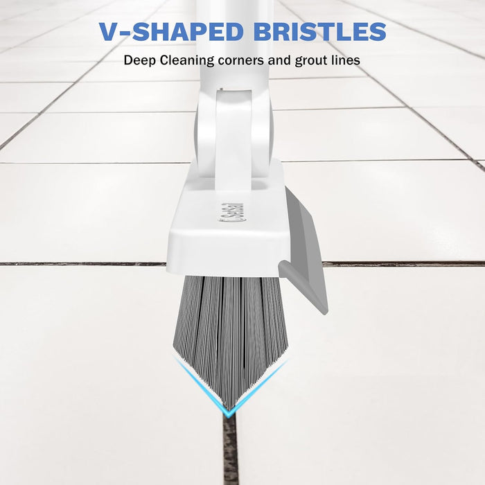 Grout Cleaner Brush with Long Handle, V-Shaped Floor Scrub Brush