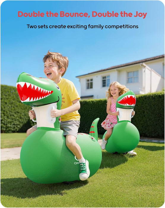 Inflatable Dinosaur Bouncy Hopper Toy, 2 Pack with Hand Pump