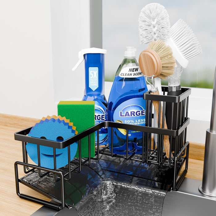 Large Sponge Holder for Kitchen Sink, 90-Degree Sink Caddy Storage
