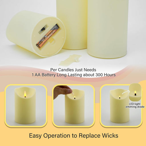 Flameless Candles with Remote, Battery Operated Flickering Flameless Candles, LED Candles with Timer 2/4/6/8H, with Real