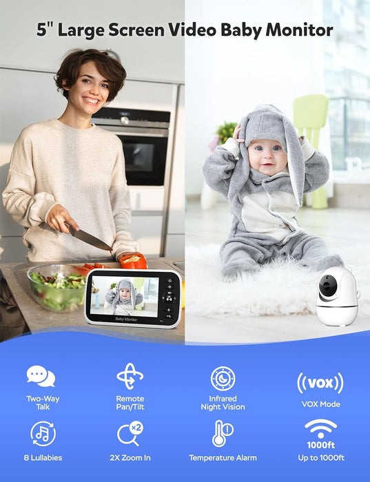 5" Baby Monitor with Camera and Audio No WiFi